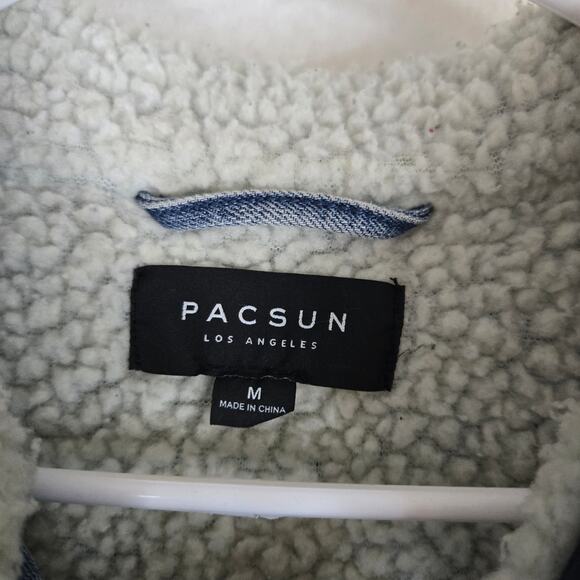 Pacsun Sherpa Lined Denim Jean Jacket Mens Medium - Picture 5 of 9